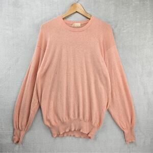Vintage Fedeli Cashmere Sweater Mens 44 Large Peach Knit Made In Italy FLAWS